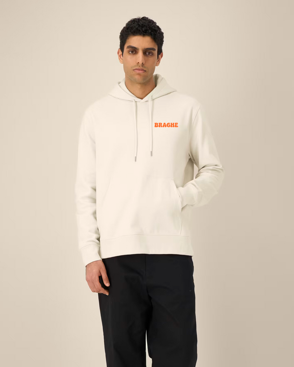 Felpa con cappuccio uomo BRAGHE colore Naturale con il logo Braghe sul cuore