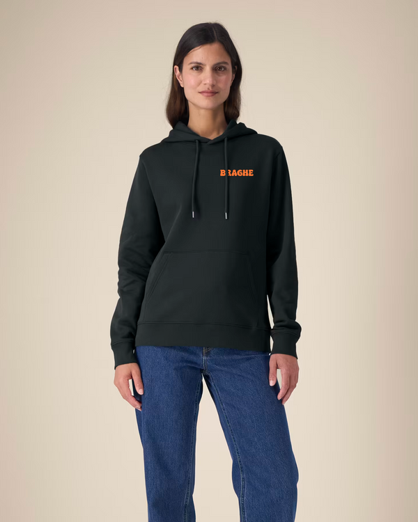 Felpa con cappuccio donna BRAGHE colore Nero con il logo Braghe sul cuore