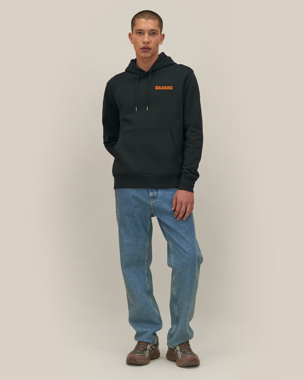 Felpa con cappuccio uomo BRAGHE colore Nero con il logo Braghe sul cuore
