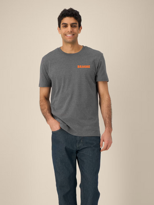 T-shirt BRAGHE colore Antracite con il logo Braghe arancione sul cuore