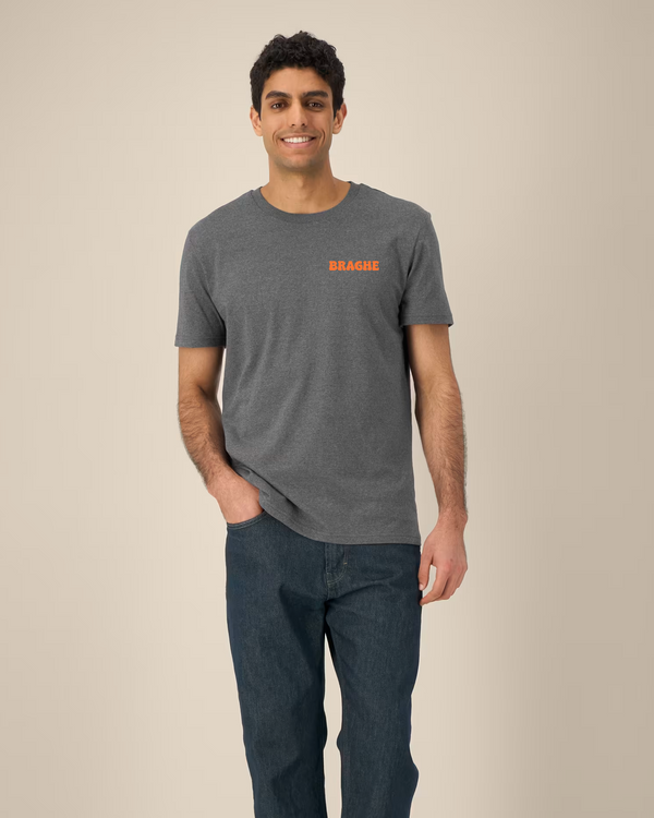 T-shirt BRAGHE colore Antracite con il logo Braghe arancione sul cuore